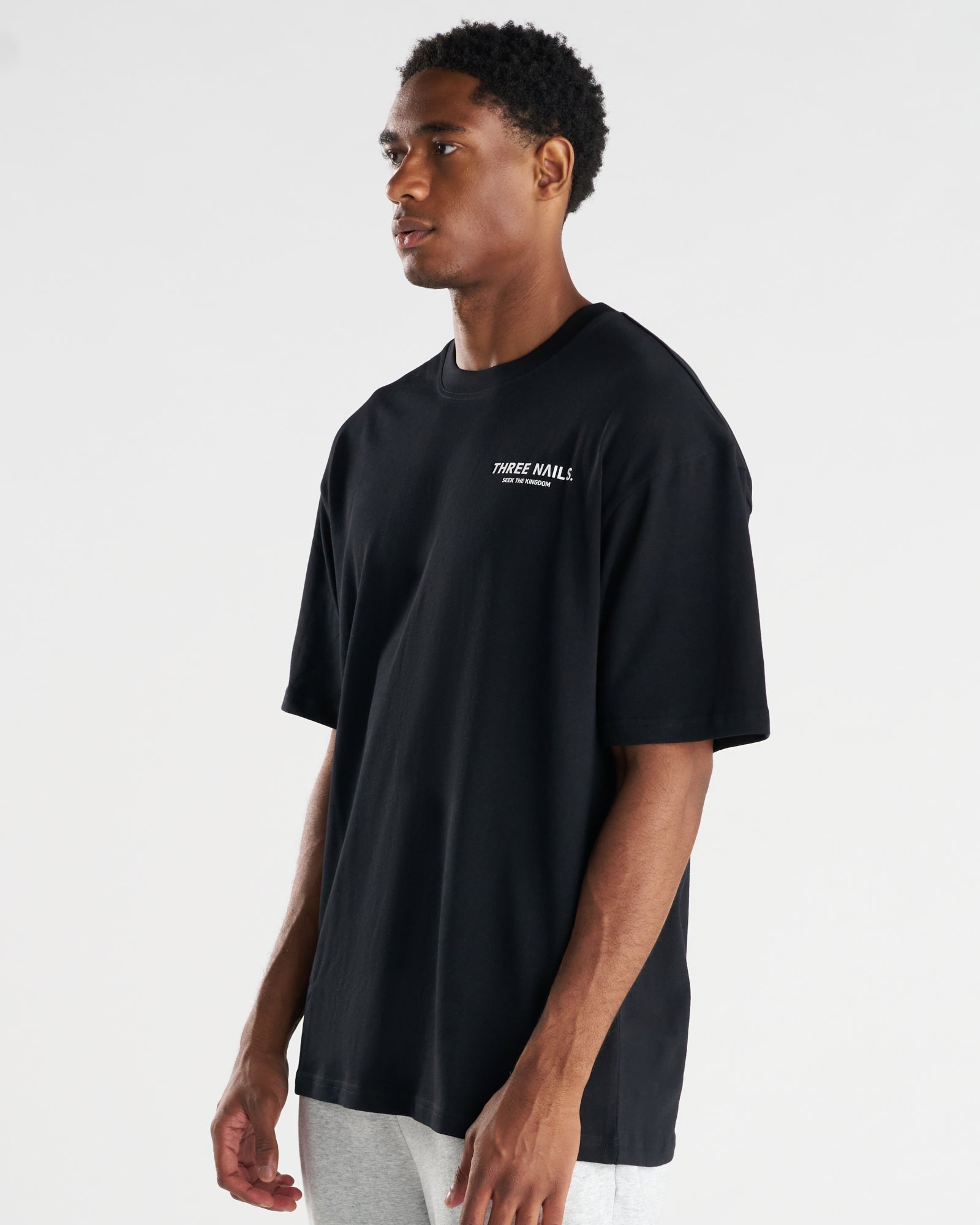 Heavyweight Cotton Oversized Tee "STK" - Black