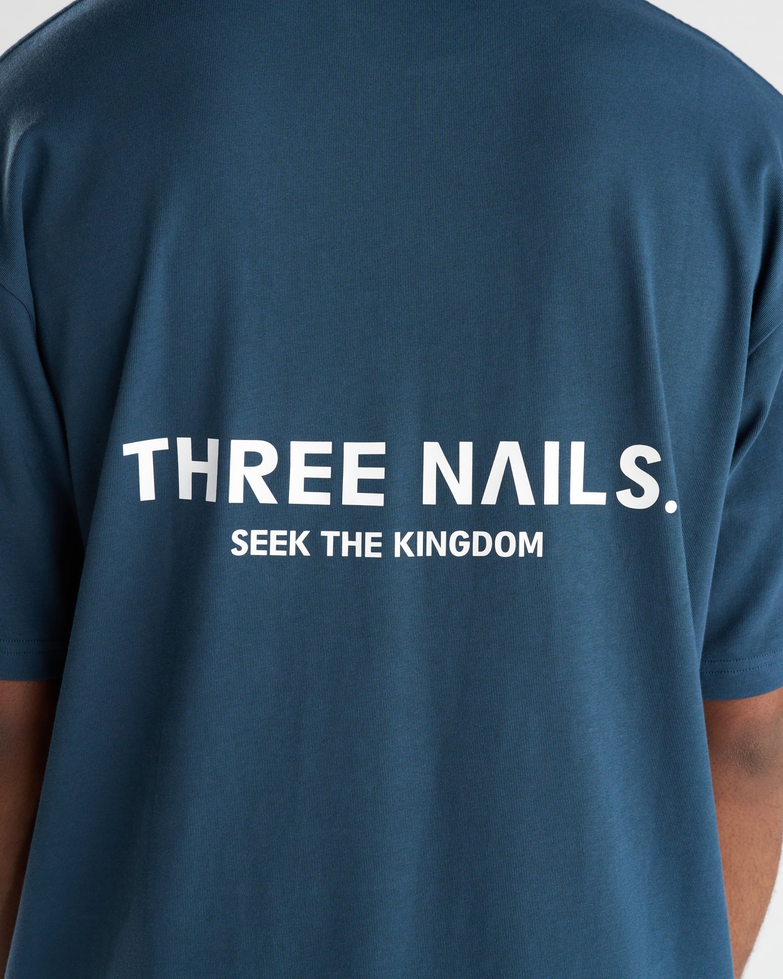 Heavyweight Cotton Oversized Tee "STK" - Midnight Navy