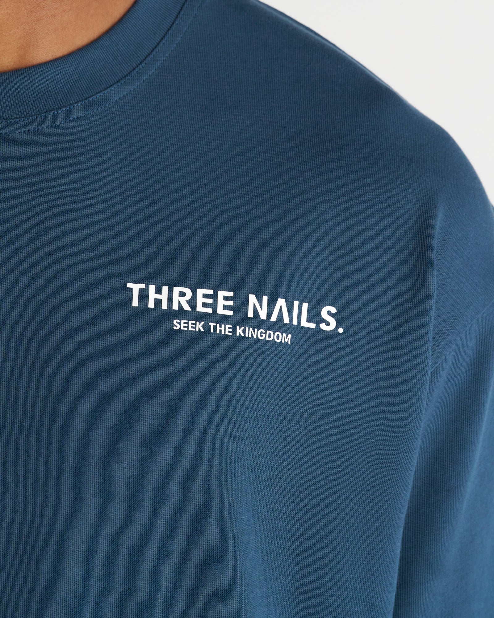 Heavyweight Cotton Oversized Tee "STK" - Midnight Navy