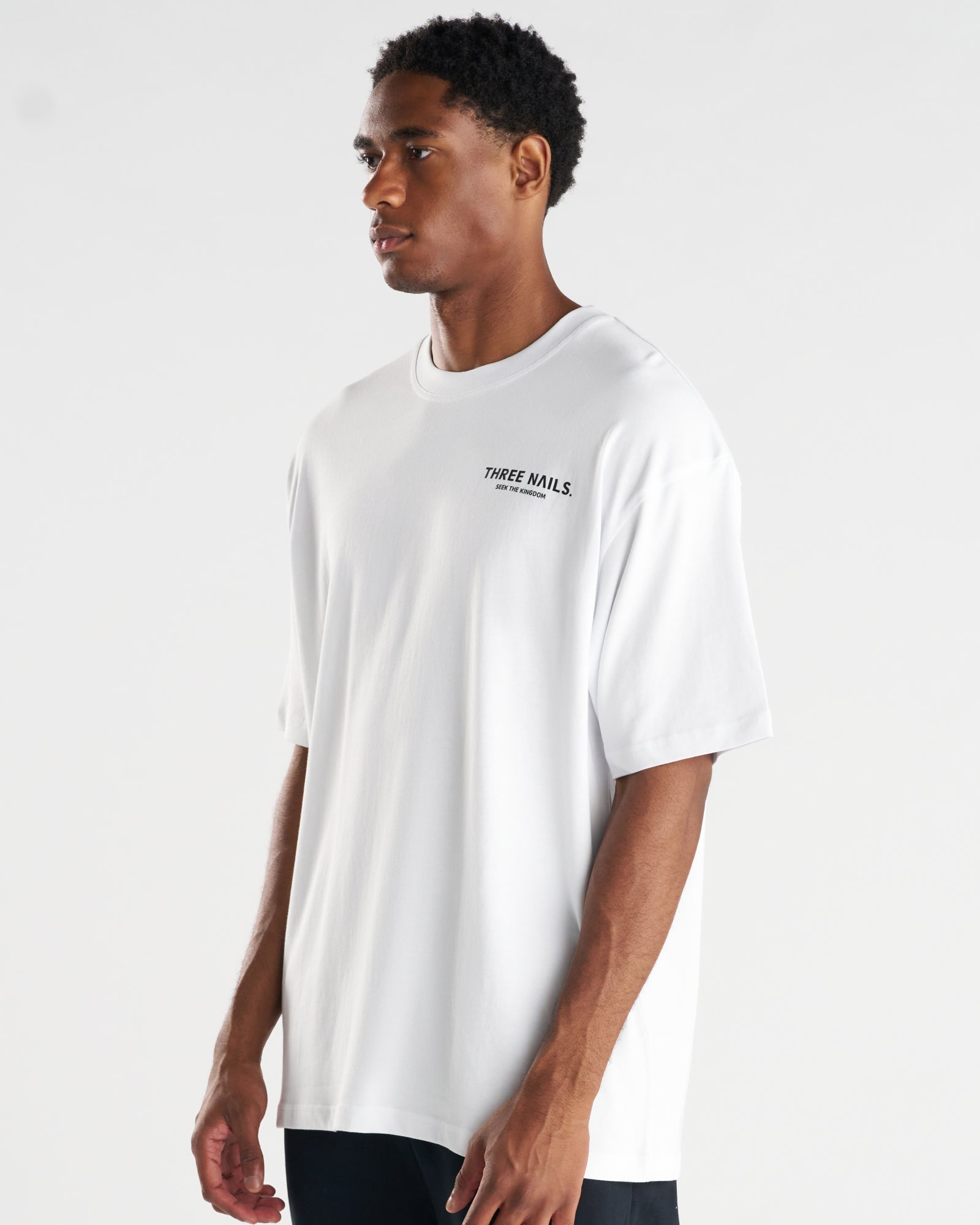 Heavyweight Cotton Oversized Tee "STK" - White