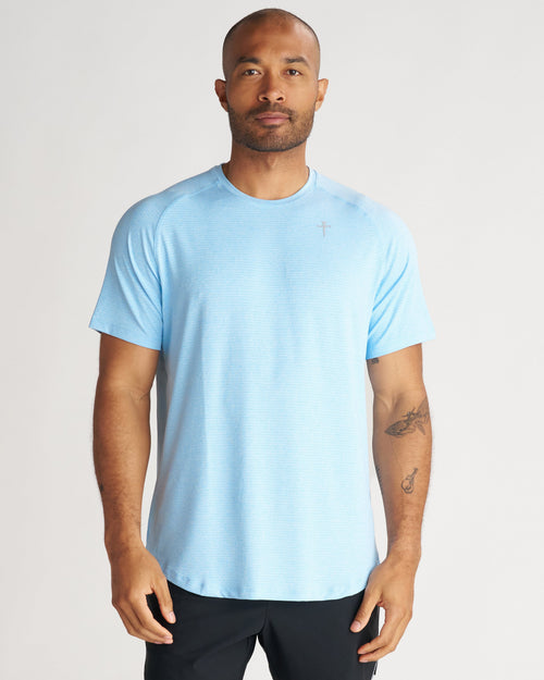 Aion-Lite™ Tee "Cross" - Sky Blue Marl