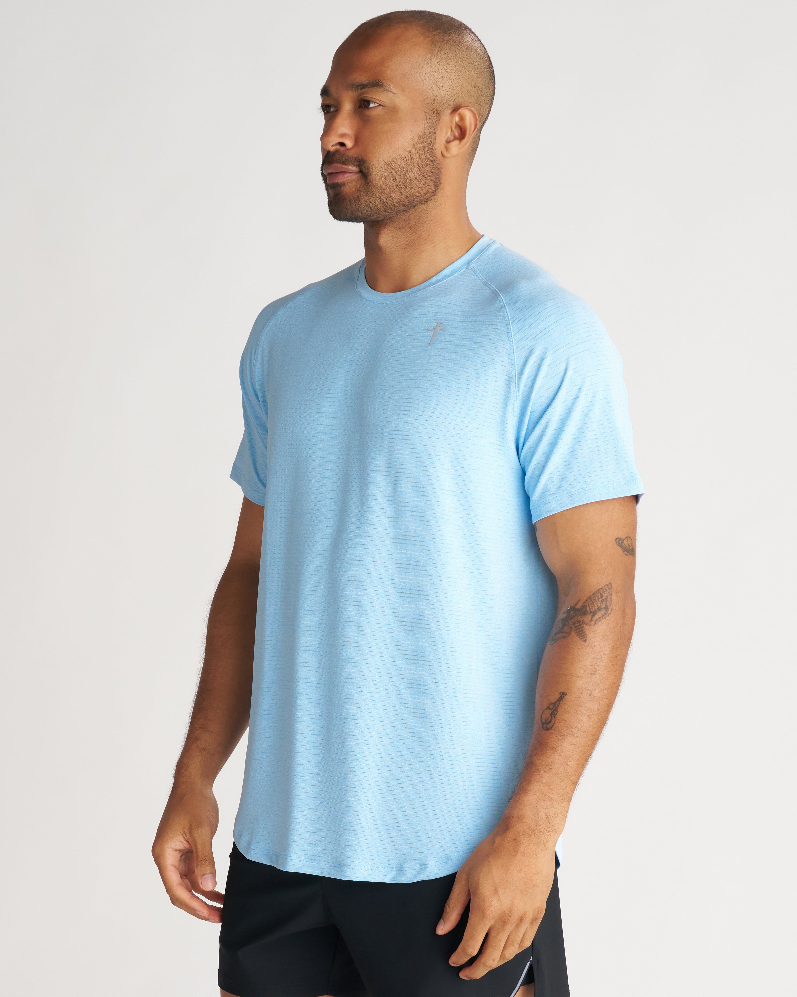 Aion-Lite™ Tee "Cross" - Sky Blue Marl