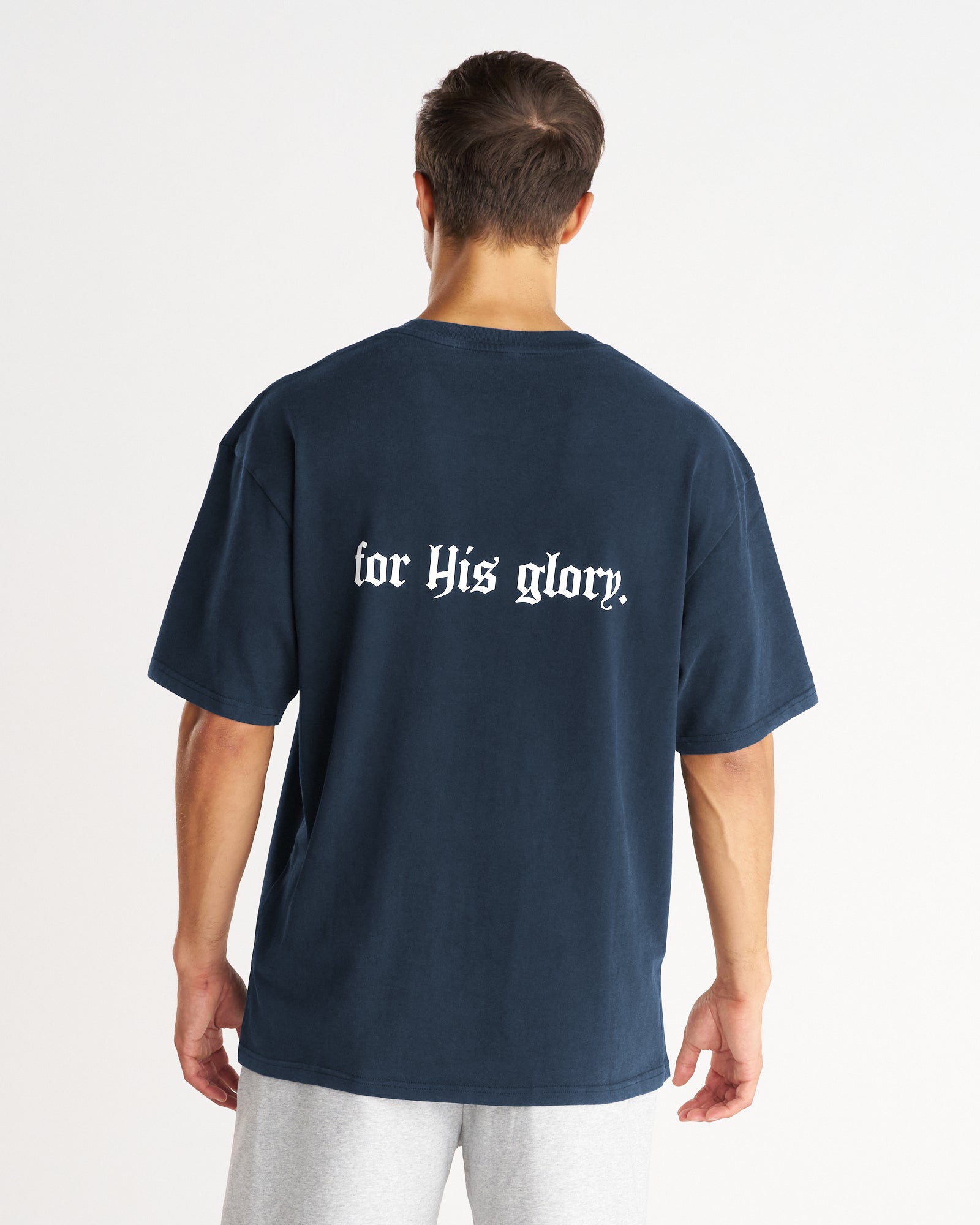 Heavyweight Cotton Oversized Tee "FHG" - Midnight Navy