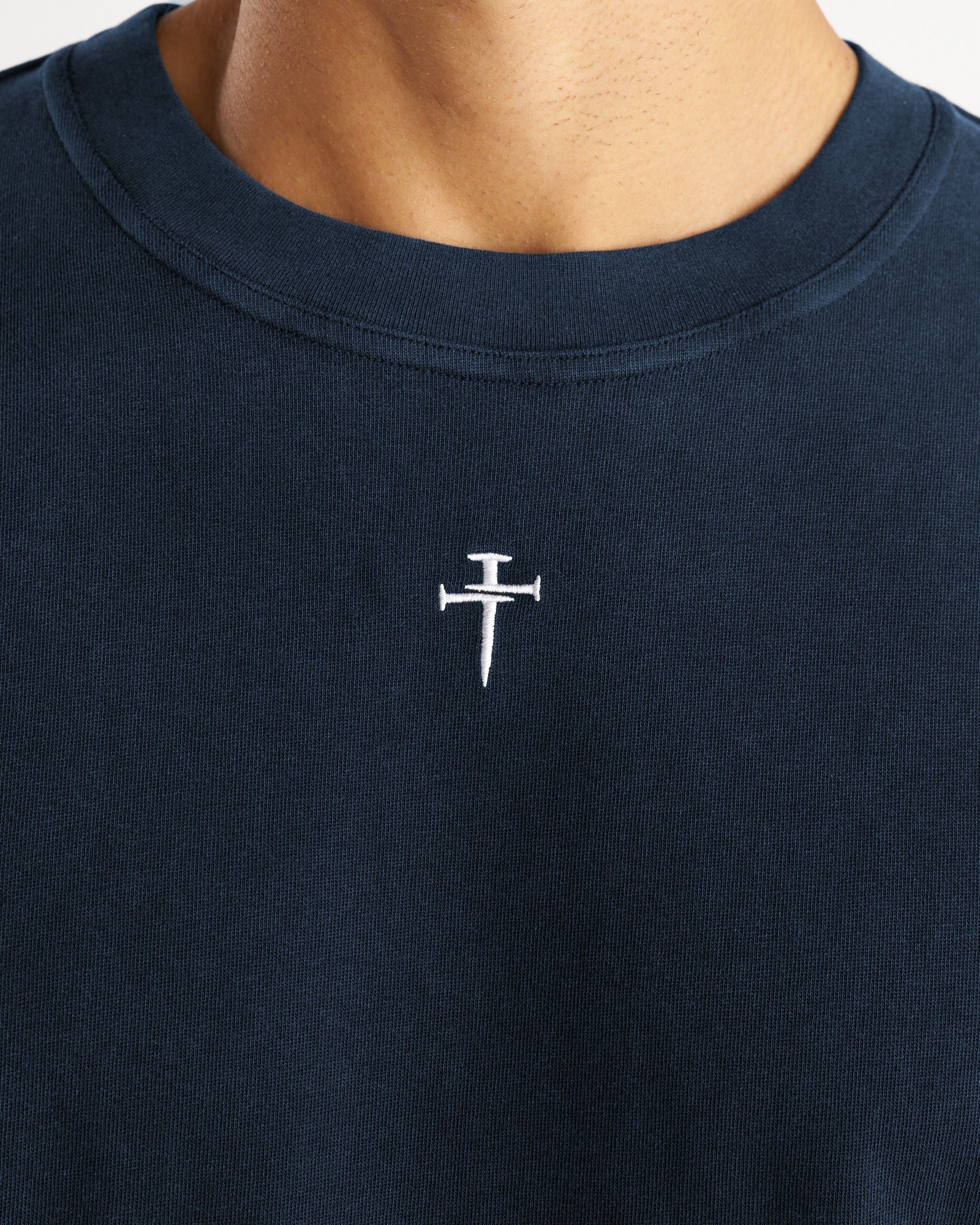 Heavyweight Cotton Oversized Tee "FHG" - Midnight Navy