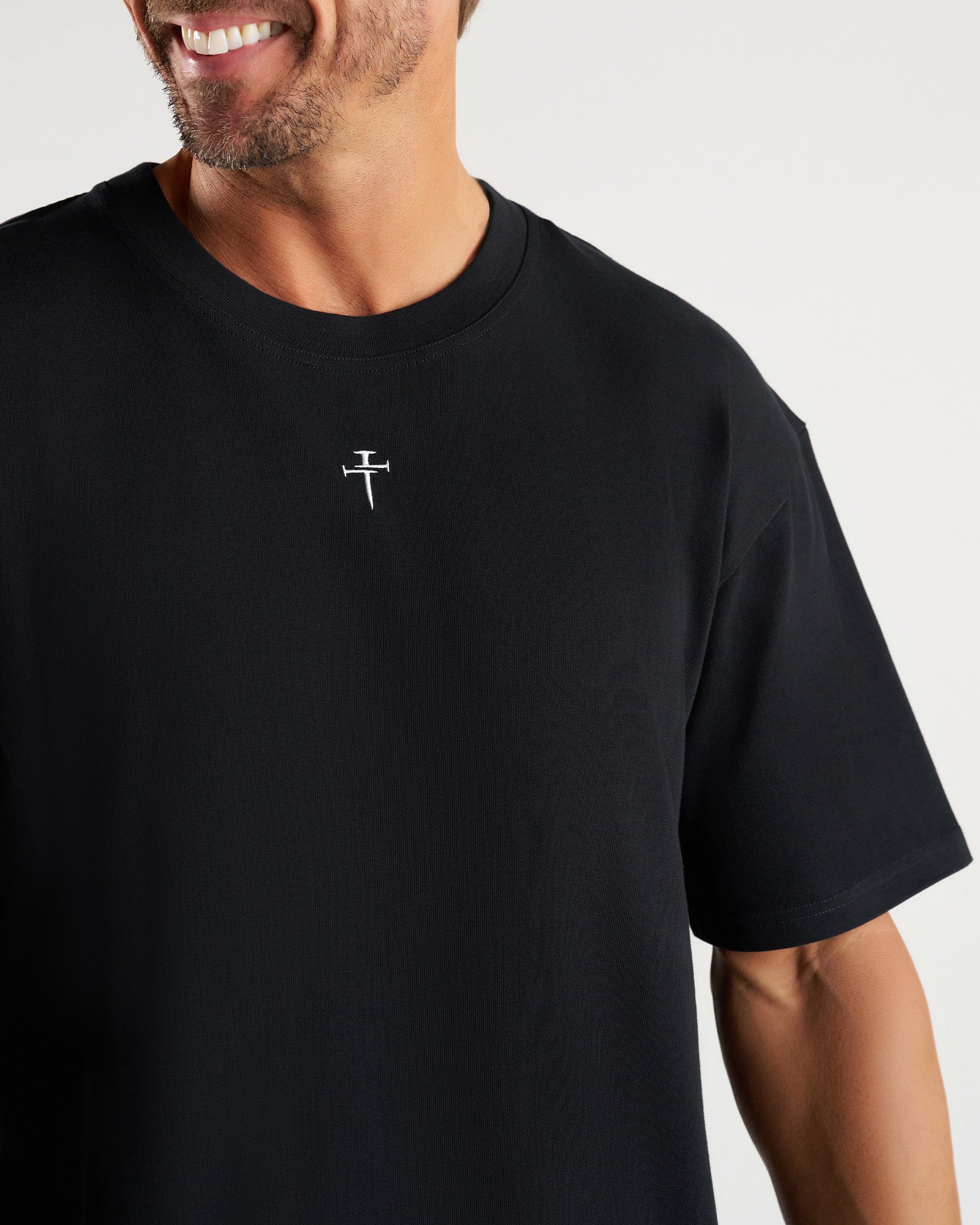 Heavyweight Cotton Oversized Tee "FHG" - Black