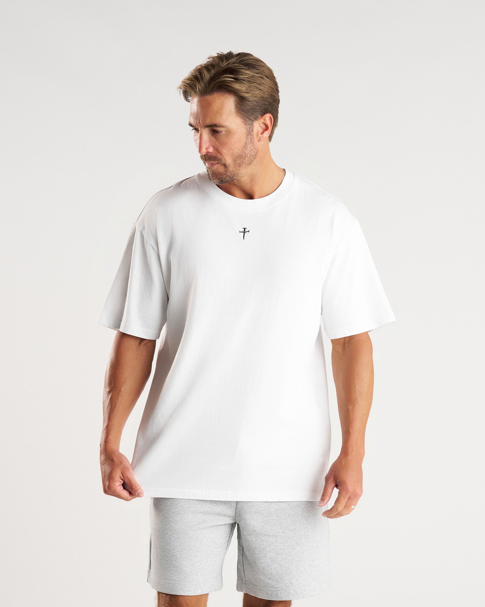 Heavyweight Cotton Oversized Tee "FHG" - White