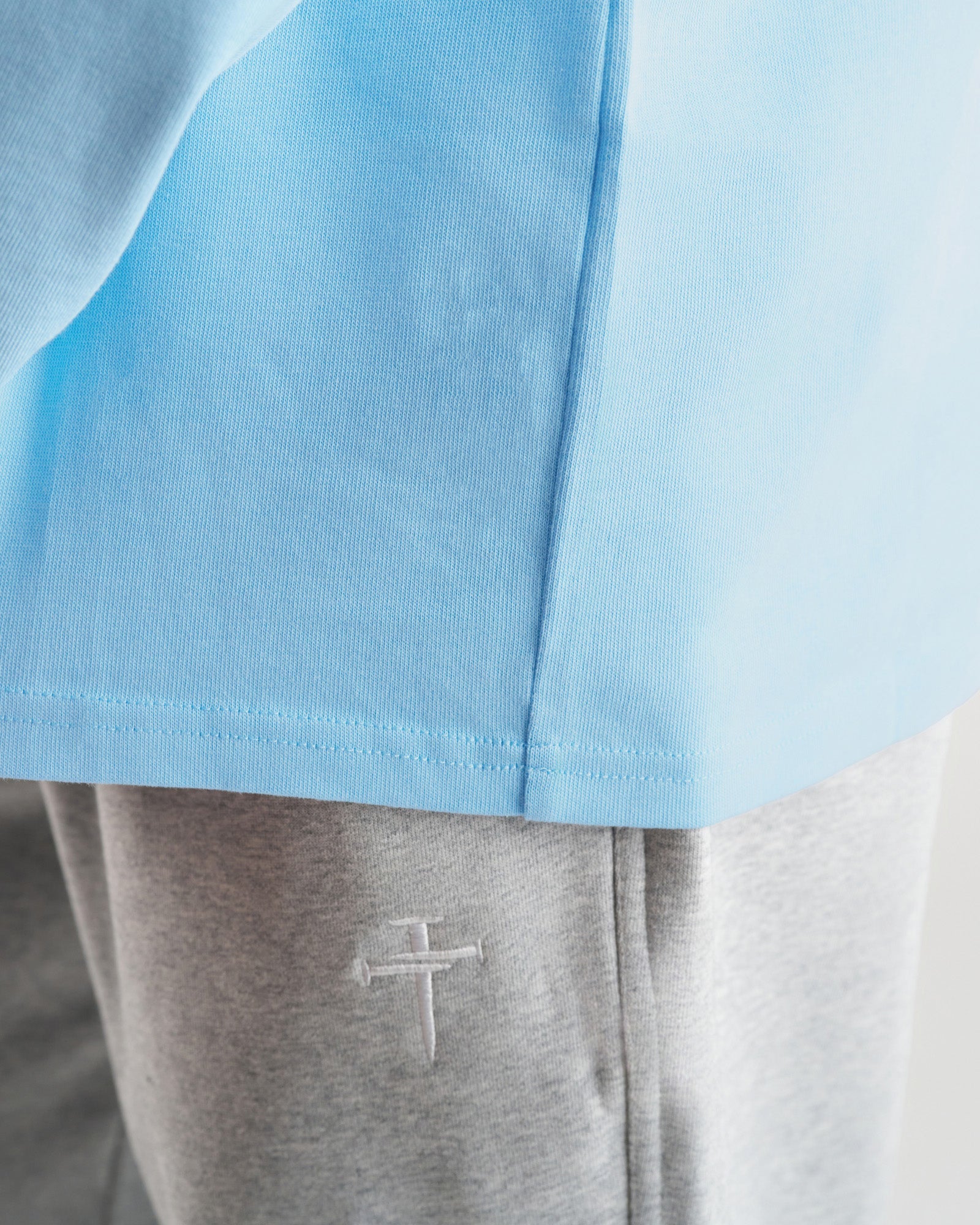 Heavyweight Cotton Oversized Tee "FHG" - Sky Blue