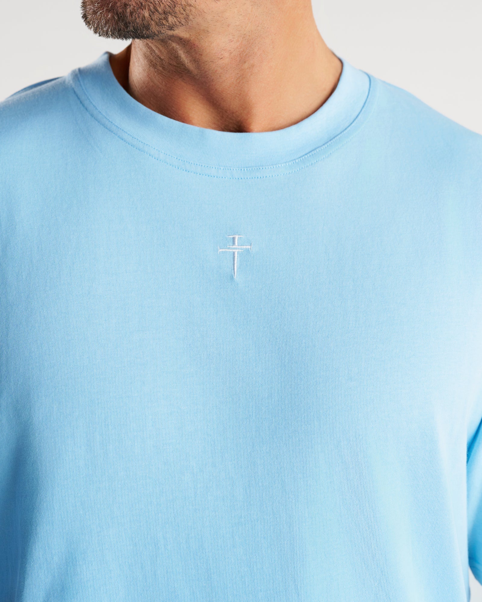 Heavyweight Cotton Oversized Tee "FHG" - Sky Blue